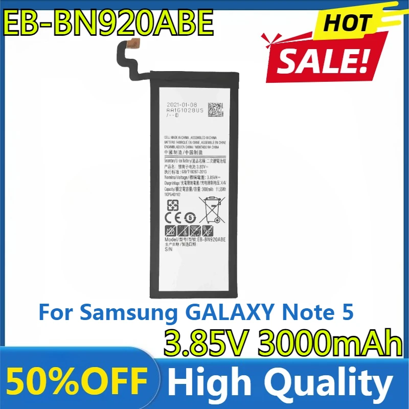 

Новый аккумулятор EB-BN920ABE 3,85 В, 3000 мАч для Samsung GALAXY Note 5, аккумулятор N9200 N920t Project Noble N920c Note5 SM-N9208 N9208