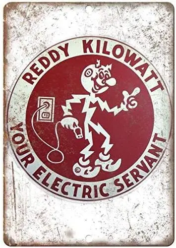 Reddy Kilowatt Electric Porcelain Look Reproduction Metal Sign Wall Decoration Garage Shop bar Living Room Wall Art tin Sign 8X1