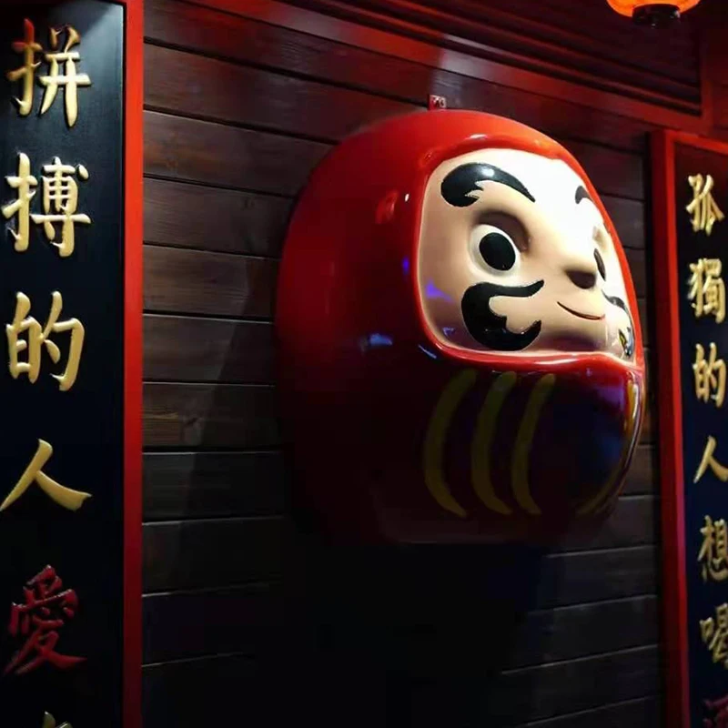 Damo Sculpture on the Wall of Large Fortune  Style Braised Meat Jujiu House Japanese Material Shop Door Head FRP Ornaments