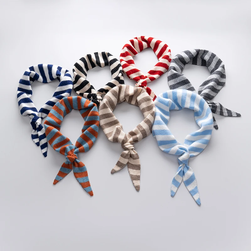 

Новая шаль, треугольный осенне-зимний платок, вязаный полосатый шарф, многофункциональный декоративный теплый шарф на шею из 100% кашемира