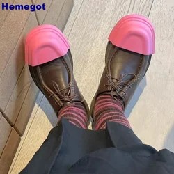 Genuine Leather Mixed Color Sneakers 2024 New Street Thick Sole Round Toe British Style Shoes Fashion Casual for Men and Women