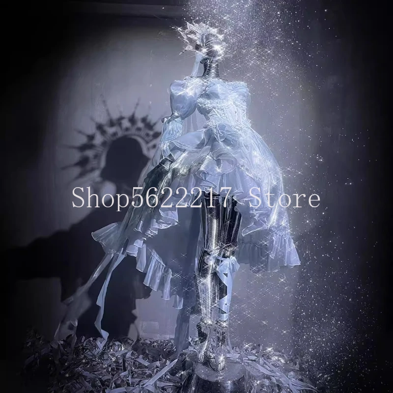 

Original High Quality Take Photos Goddess Long Dress Off Shoulder Strap Princess Full Sleeve Fairy Dress Sweet Adult Ceremony