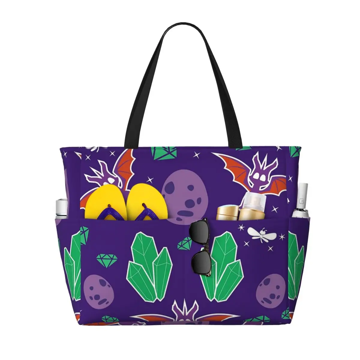 Flame Spyro Pattern Beach Tote Bag Sport Gym Yoga Duffle Large Tote Bag Women Travel Bag Fitness bag