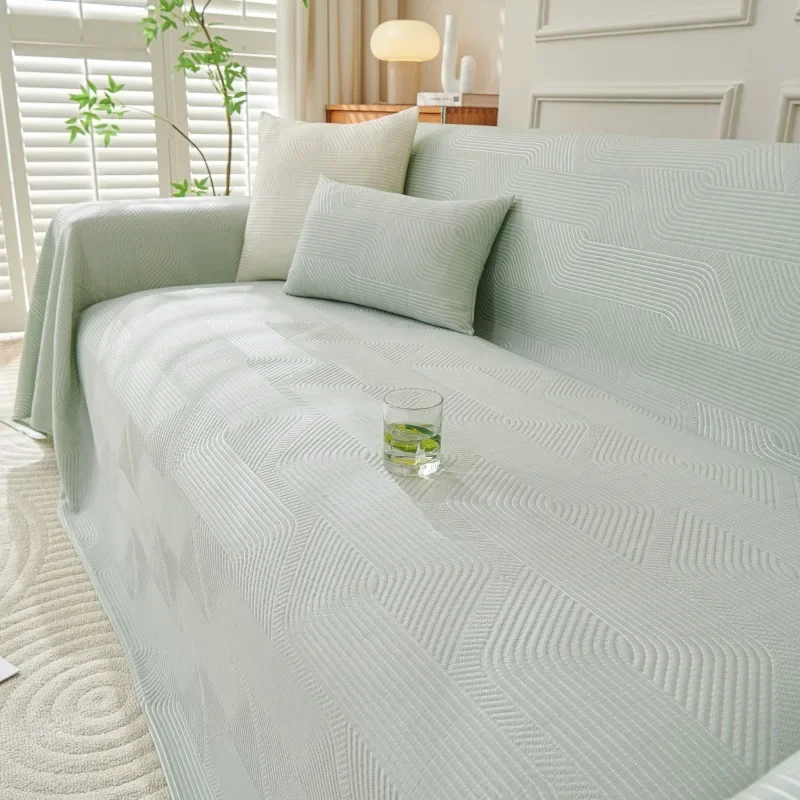 2026 New Ice Silk Summer Sofa Cover Solid Color Lazy Sofa Cloth with Cool Feeling Ice Silk Material