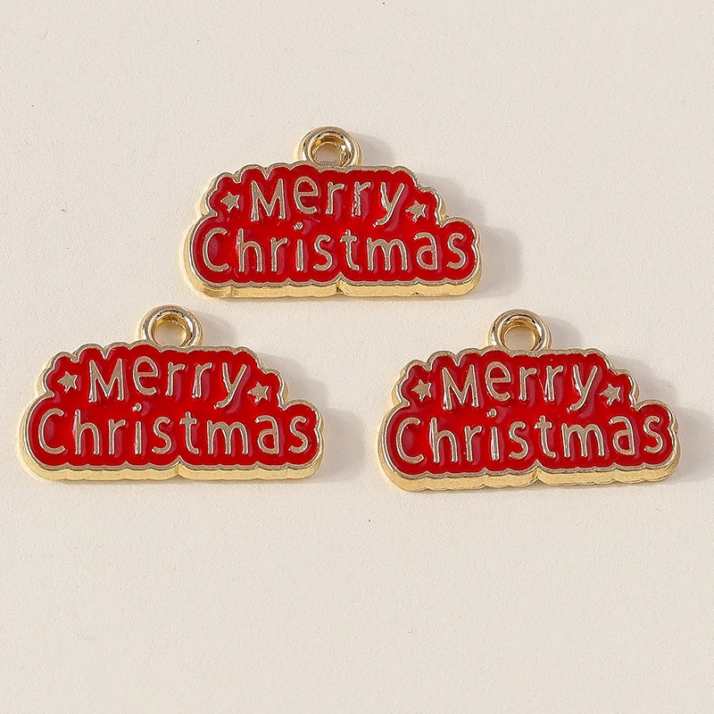 20 Stück 20 x 12 mm niedliche Emaille-Frohe Weihnachten-Buchstaben-Charms-Anhänger für die Herstellung von Tropfen-Ohrringen, Halsketten, DIY-Handwerk, Schmuckzubehör – Detail 3