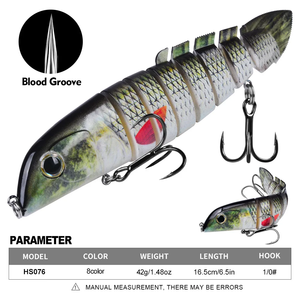 

5-Pack Jointed Swimbait 8-Segment Lifelike Hard Fishing Lure,135mm 19g Bionic Bait for Bass Pike, Slow Sinking with Treble Hooks