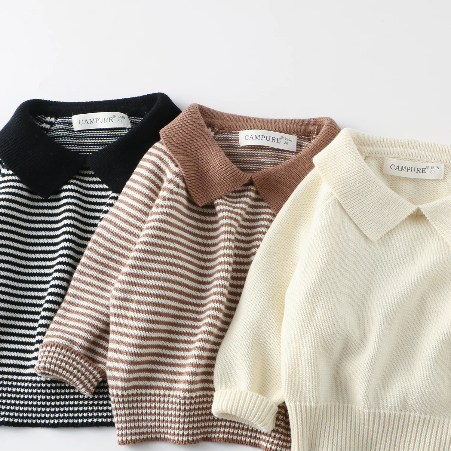 1-6 Y Kids Sweaters Turn Down Collar Knitwear Boys Striped Sweater Brief Style Boys Knit Pullover