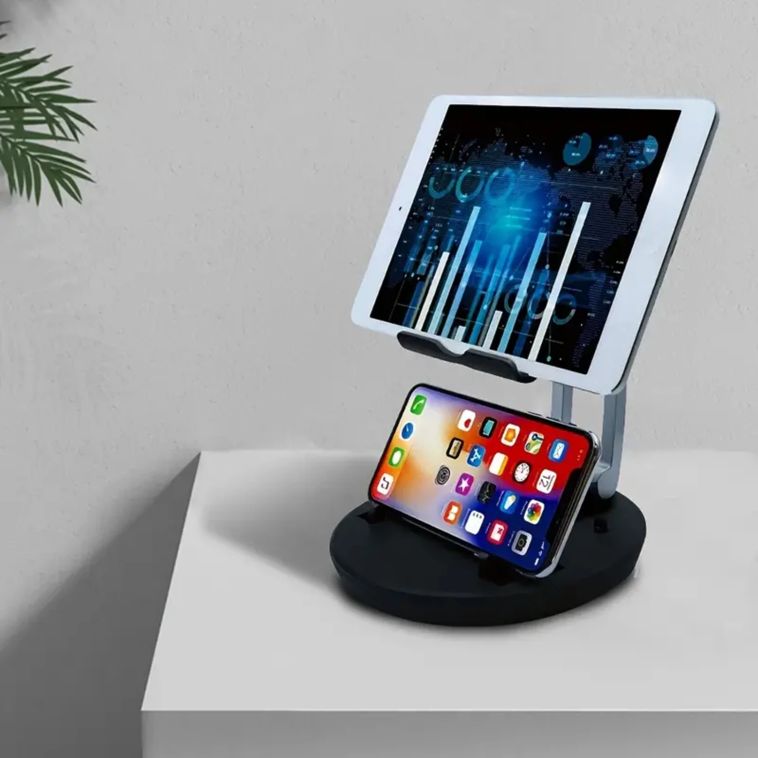 

Foldable Adjustable Phone Holder ,Mobile Cellphone 360 ° Rotatable Table Desk Holder ,ABS Waterproof Smart Stand Compatible Fo