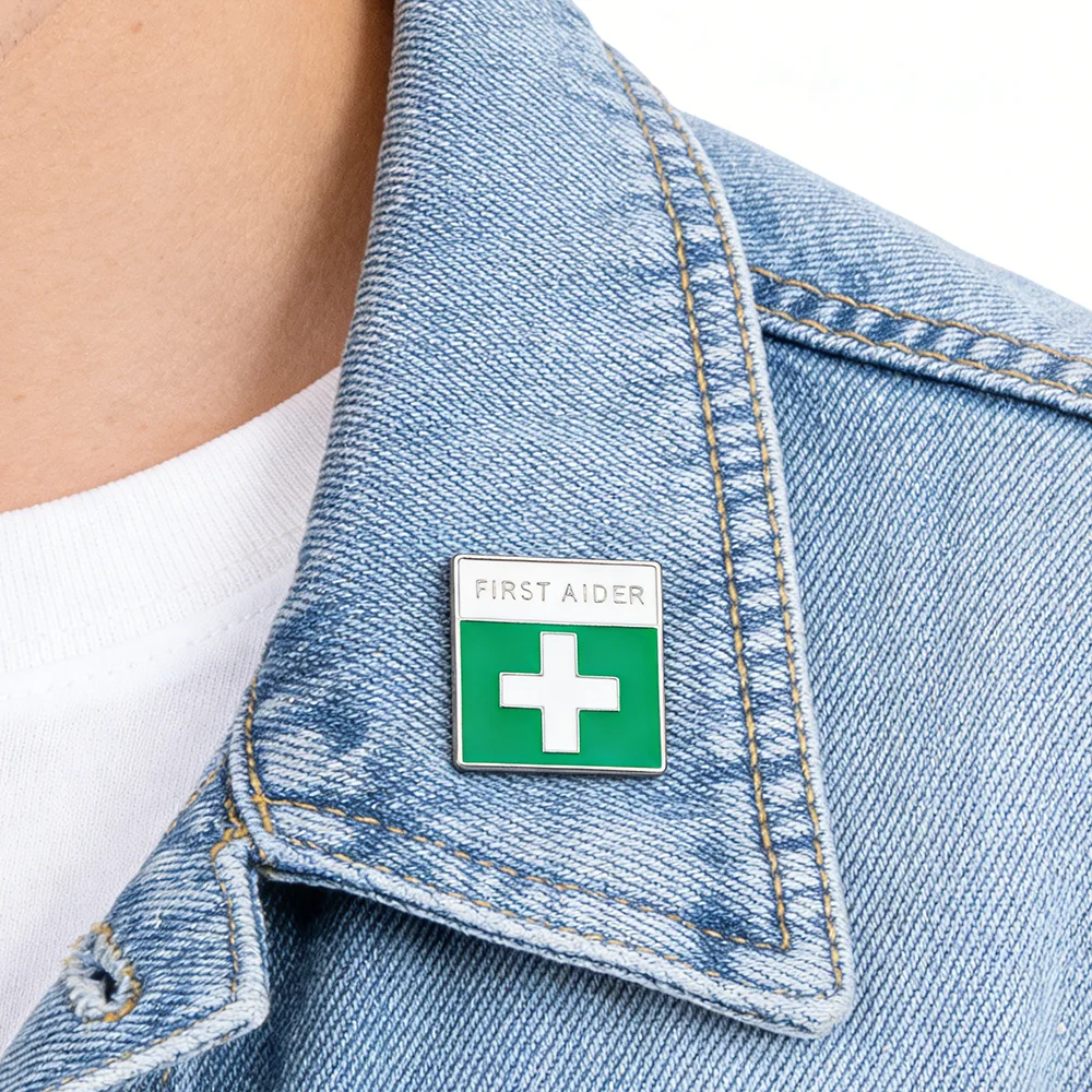 Hanreshe First Aid Medical Enamel Pin Cross Shape Brooch for Doctor Nurse Backpack Bag Badge Gifts