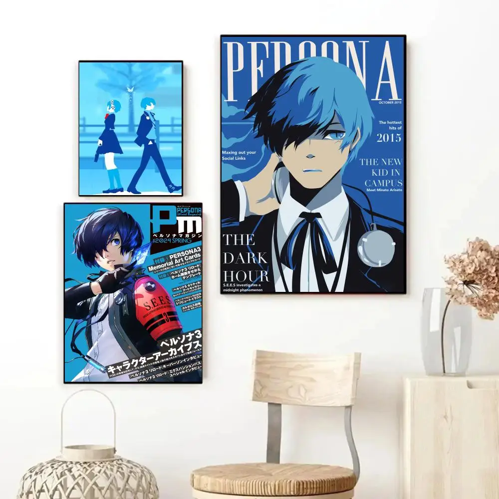 Persona 3 Blue Manga Collage Anime Poster Art HD Advanced Aesthetic Printing Paper Wall Art for Living Room Home Decor