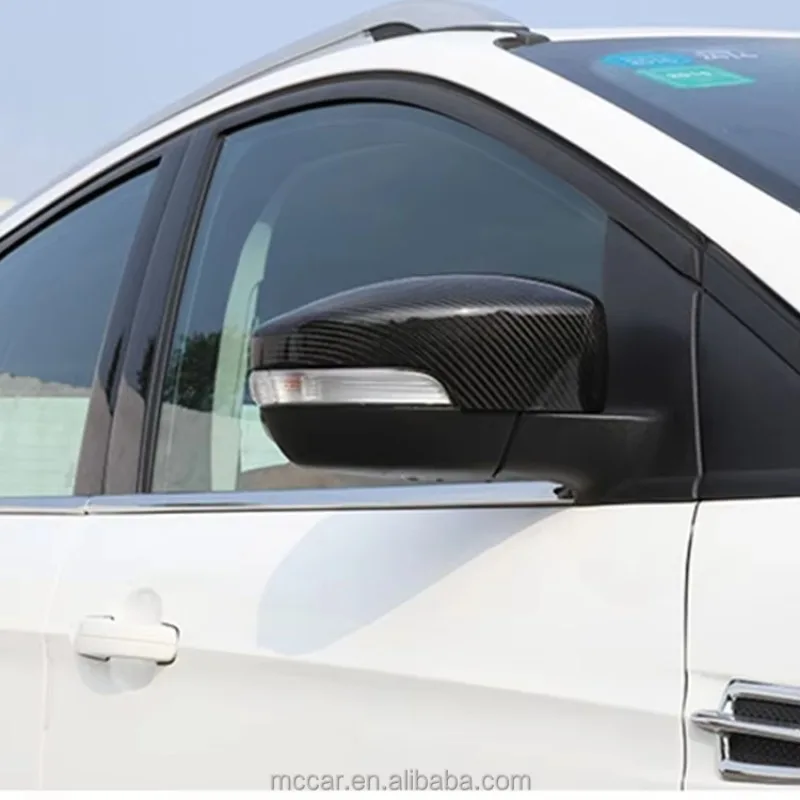 توم AutoHigh جودة ألياف الكربون سيارة مرآة الرؤية الخلفية غطاء لفورد تيجو كوغا EcoSport غطاء مرآة ألياف الكربون الجافة