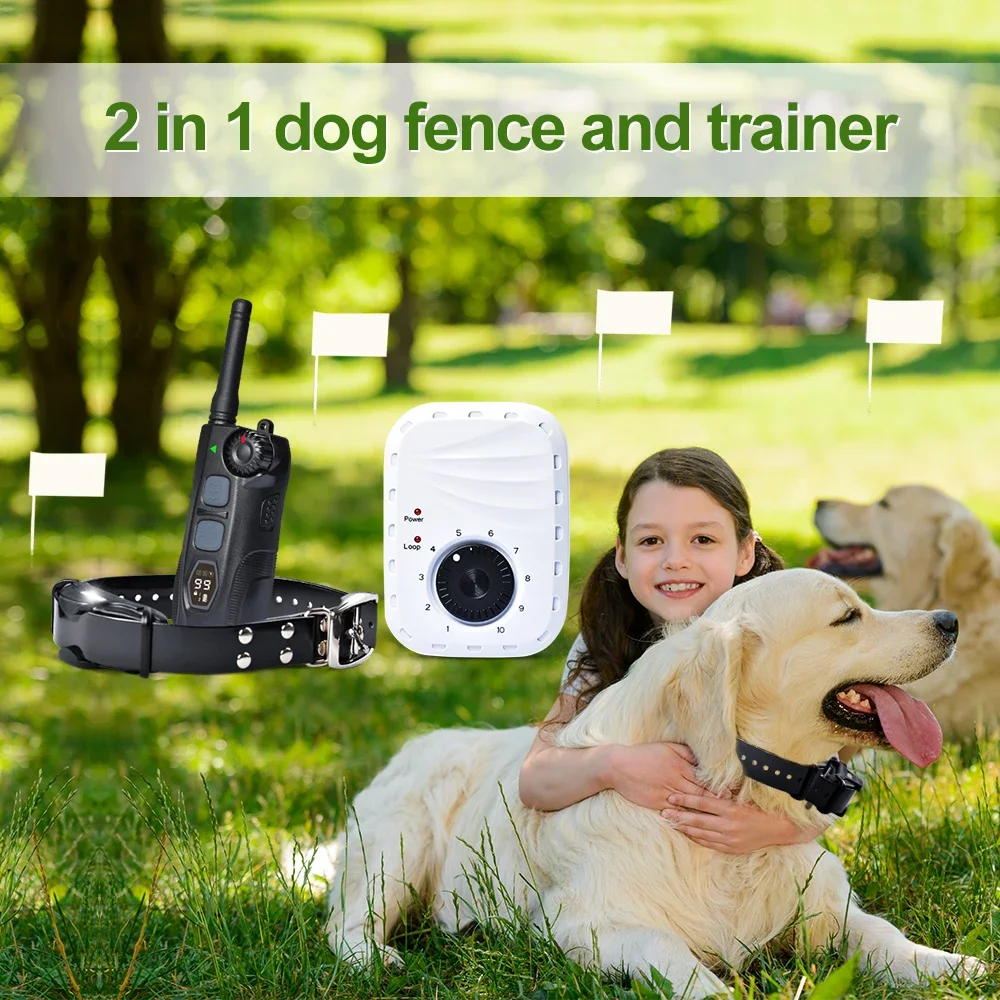 Pet Containment System Safe Perimeter Electric Dog Fence Wire & Remote Dog Training, No Dig or Underground Wire Fence