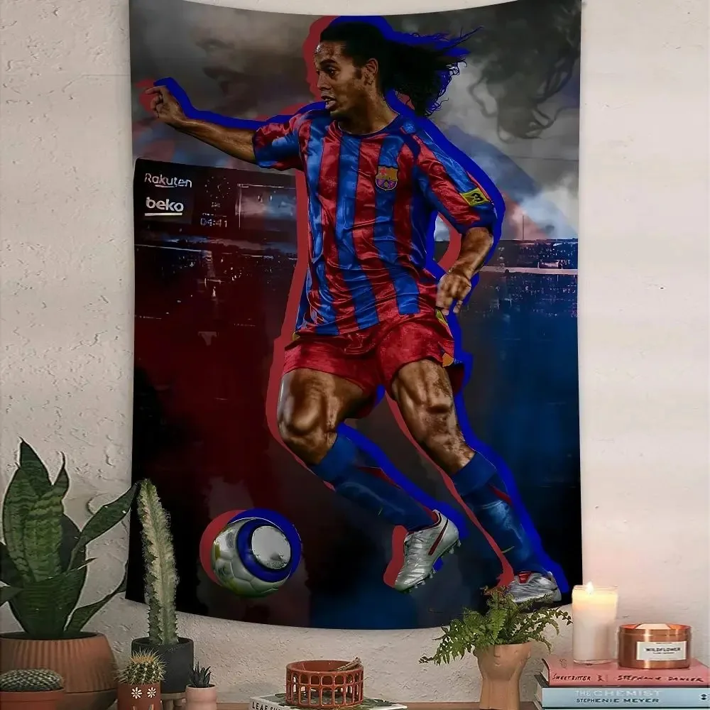 Ronaldinho Football Tapestry Soccer Legend Wall Art Vintage Player Poster Print Home Decor Gift for Fans Sports Bedroom Decor