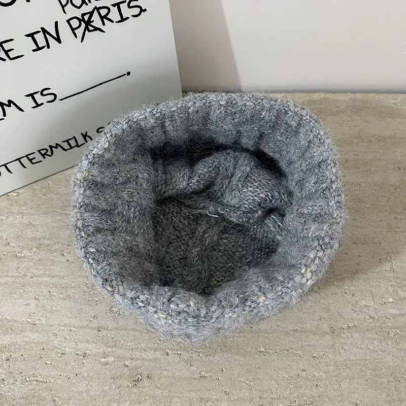 Koreanischer Stil, mehrfarbige Katzenohren-Strickmütze für Damen, niedlich, dick und warm für Herbst und Winter, Skull-Beanie-Mütze. – Detail 7