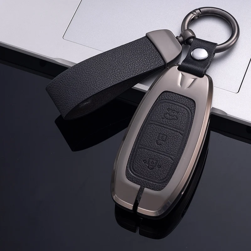 Car Key Holder Case Cover For Hyundai Tucson Solaris Sonata Hybrid NEXO NX4 Santafe Dn8 4 Buttons 2020 2021 2022 Accessories view 6