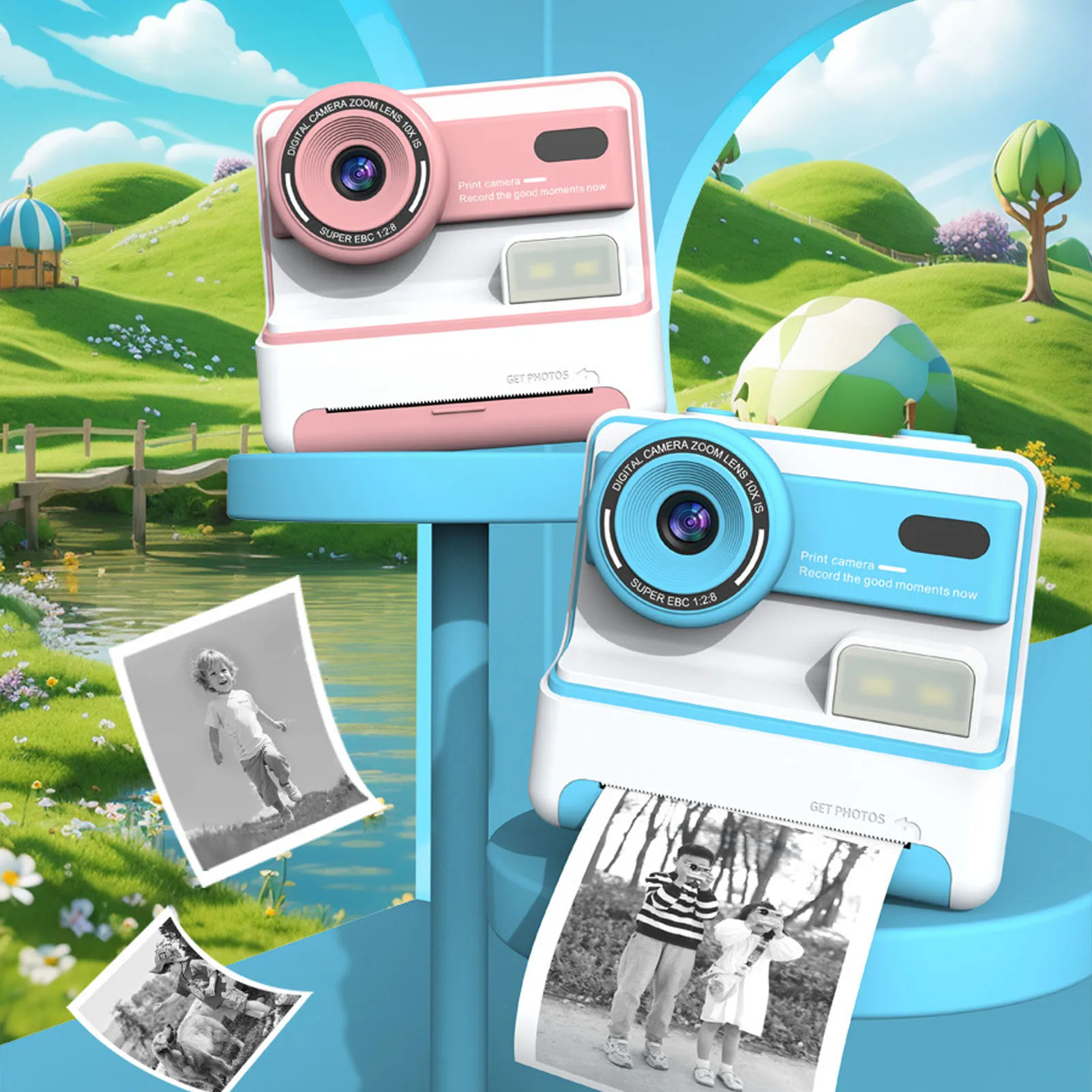 

Print Camera 1080P HD 48MP Dual Lens 2.4 Inch Screen Photo Video Camera 16X Digital Zoom Flash Timing Function Print Camera