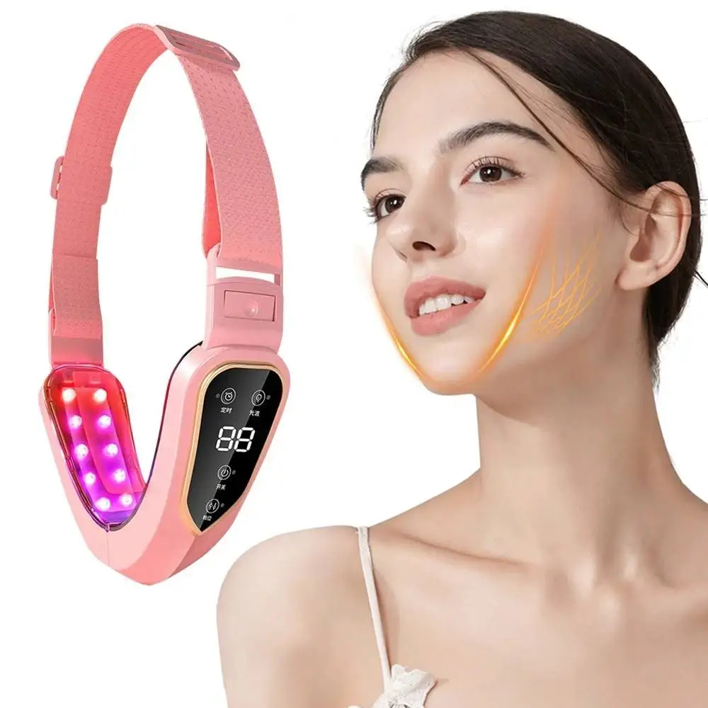 Dispositivo de Lifting Facial, terapia de fotones LED, masajeador de vibración adelgazante Facial calentado, doble mentón, masajeador de vibración Facial en V