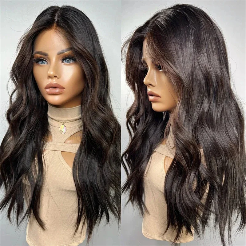 Long Soft 28inch Natural Black Body Wave 5x5 Silk Base  Jewish Human Hair Wig With Baby Hair HD Lace European Hair Preplucked