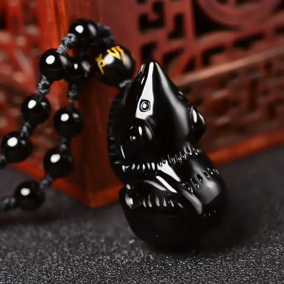 Obsidian zodiac mouse pendant three-dimensional chain pendant