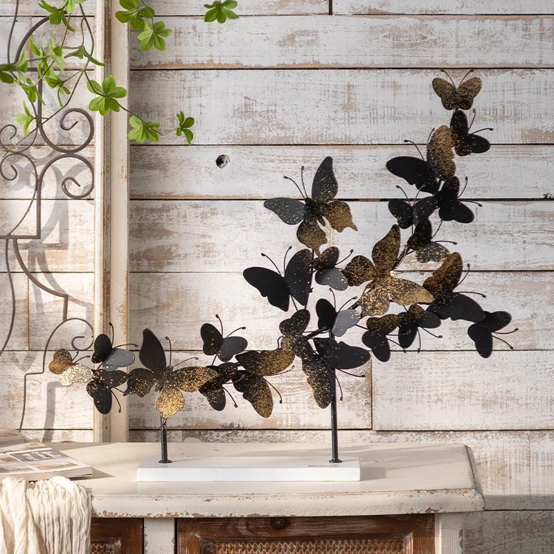 

Butterfly desktop ornament American retro ornament homestay old photography shooting props industrial style wrought iron antique