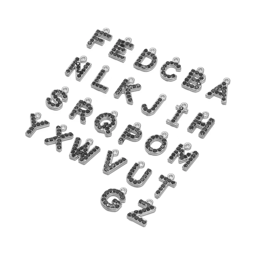 5 uds. De colgantes de alfabeto de A-Z de acero inoxidable, abalorio de diamantes de imitación para joyería exquisita DIY, collar, pulsera, pendientes, accesorios para hacer