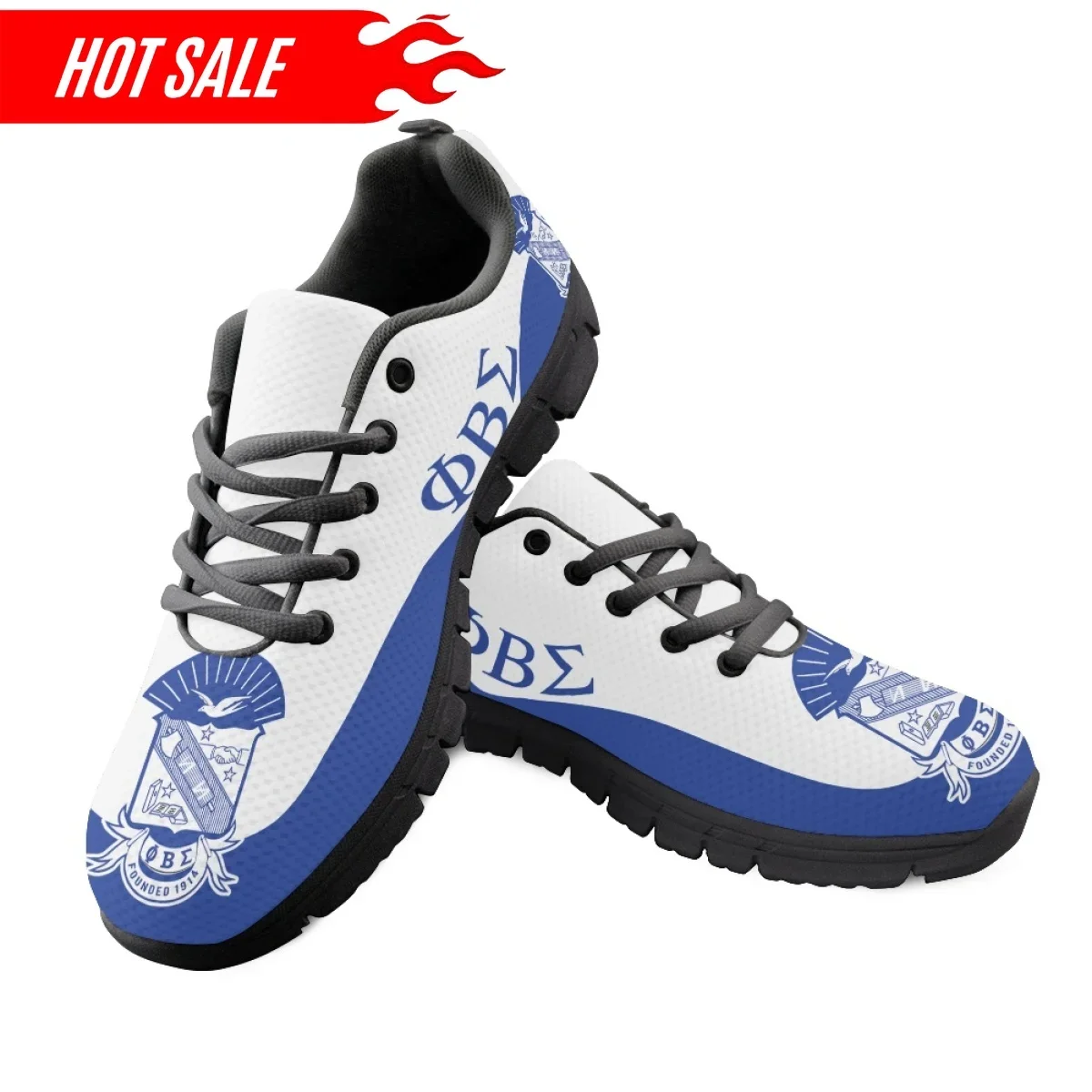 Phi Beta Sigma Design Lace-up Casual Sneakers Women's Flat Shoes Lightweight Non-Slip Ladies Sport Shoes Zapatillas