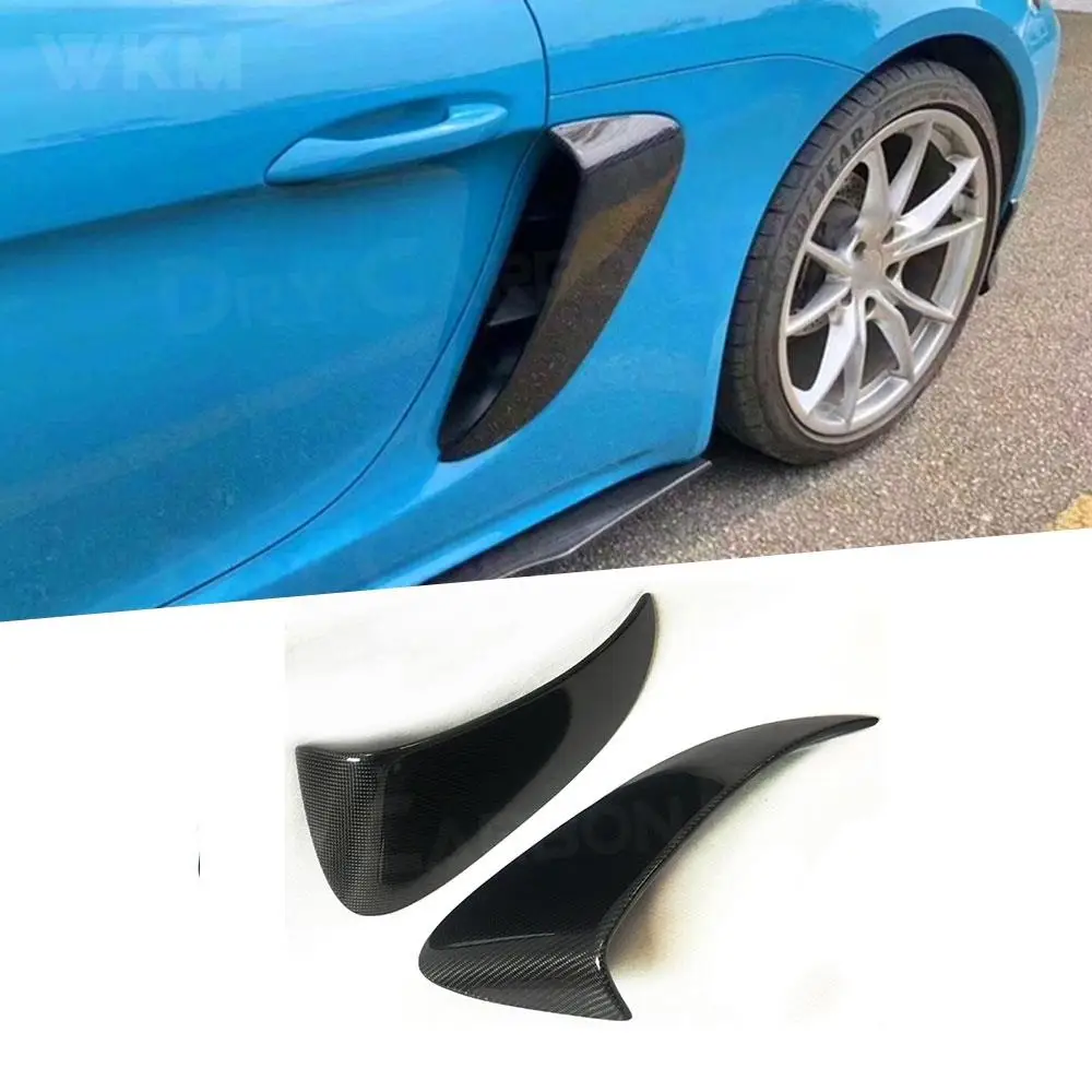 

2PCS Fit for Porsche 718 Cayman Boxster Base S 2016-2019 Rear Fender Air Vent Trim Covers Carbon Fiber Exterior Cap Sticker FRP