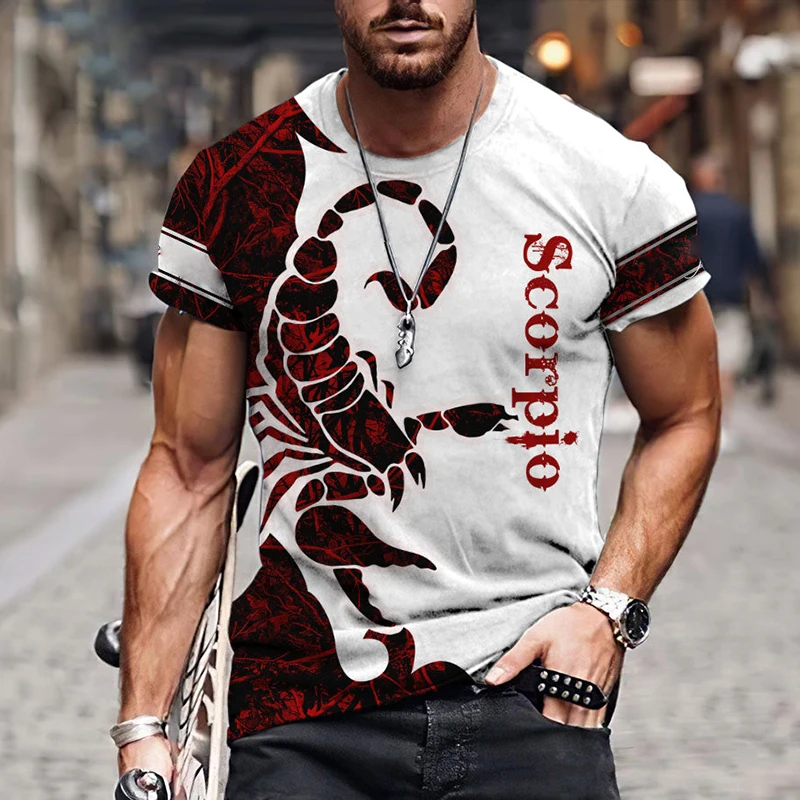 3d Print Men's Animal Scorpion Graphic T Shirt Tees Top Fashion Casual Short Sleeve Crew Neck T Shirts Male Clothes Streetwear