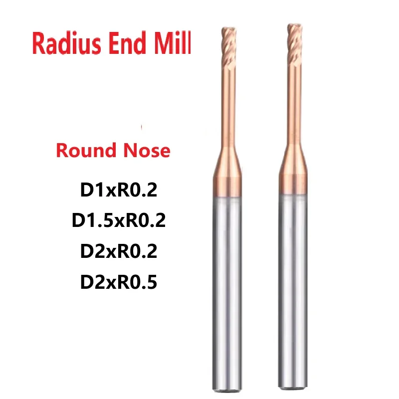

HRC55 4Flute Solid Carbide Long Neck Round Nose Radius Milling Cutter Deep Groove R-Angle R0.2 R0.5 Round Nose Endmill