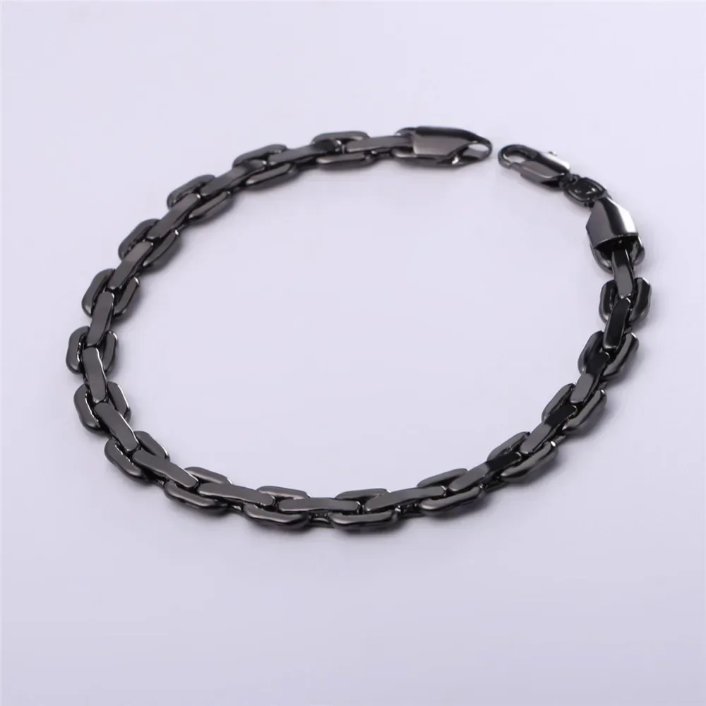 U7 Thick Cable Link Chain Bracelet Men 21CM 6mm Gold/Silver/Black Stackable Daily Jewelry Color H1023 QC24