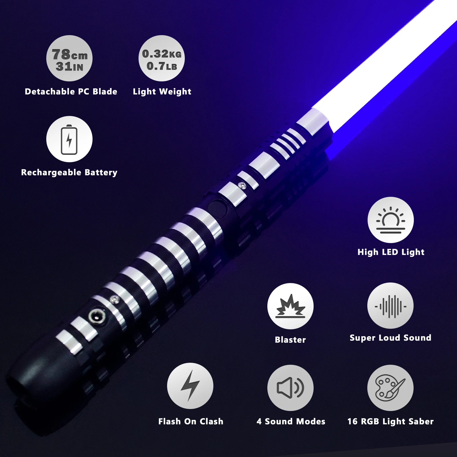 PHS Dueling Lightsabers,4 Modes Sounds for Adults,Black Metal Hilt Light up Sword Toys for Birthday Party Favors (99cm)