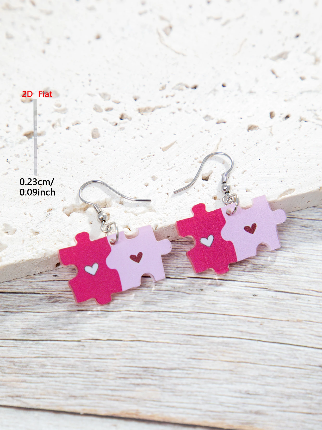 1 Pair of 2D Flat-1Pair Color-Blocked Acrylic Heart Pattern Pendant Long Earrings, Elegant and Simple Style Jewelry Earrings for Women Suitable for Daily Wear and Vacation Wear