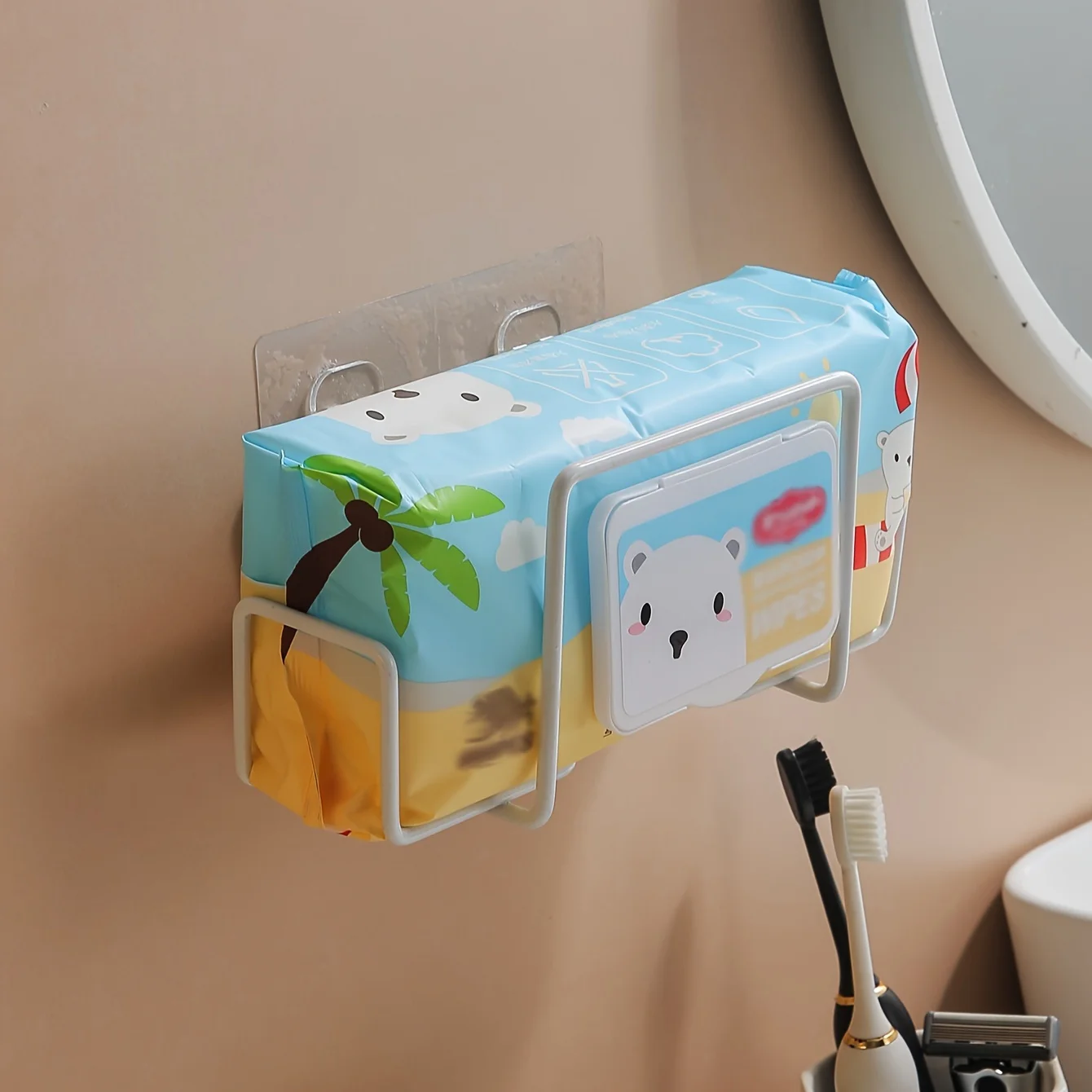 Soporte creativo de papel para toallitas húmedas de acero inoxidable, soporte para caja de pañuelos portátil montado en la pared, estantes de papel higiénico, estante para cocina y baño