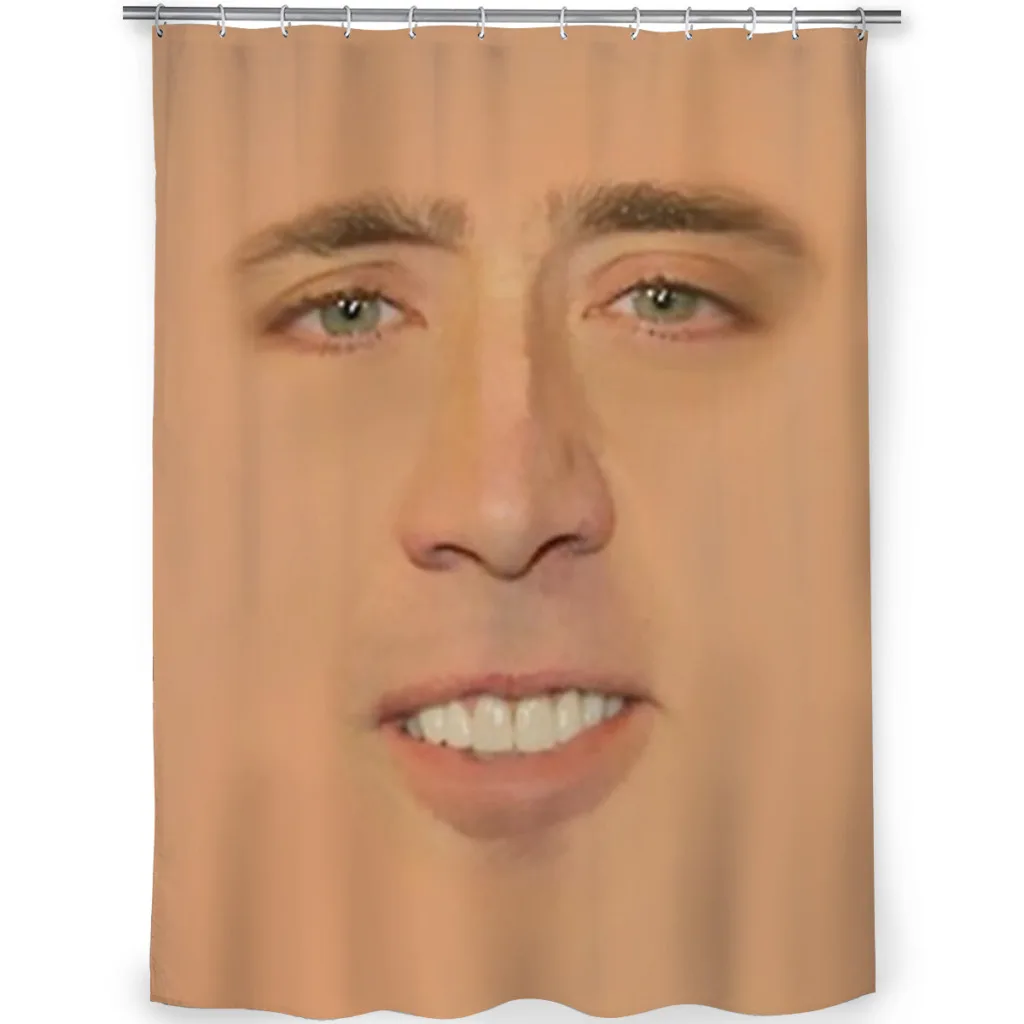 Nicolas cage Giant Face Shower Curtain Landscape Bath Curtain With Hooks for Bathroom waterproof scenery