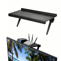 Adjustable TV Screen Top Shelf, Computer Monitor Desktop Storage Rack, Media Box Router Organizer for Home Office Black