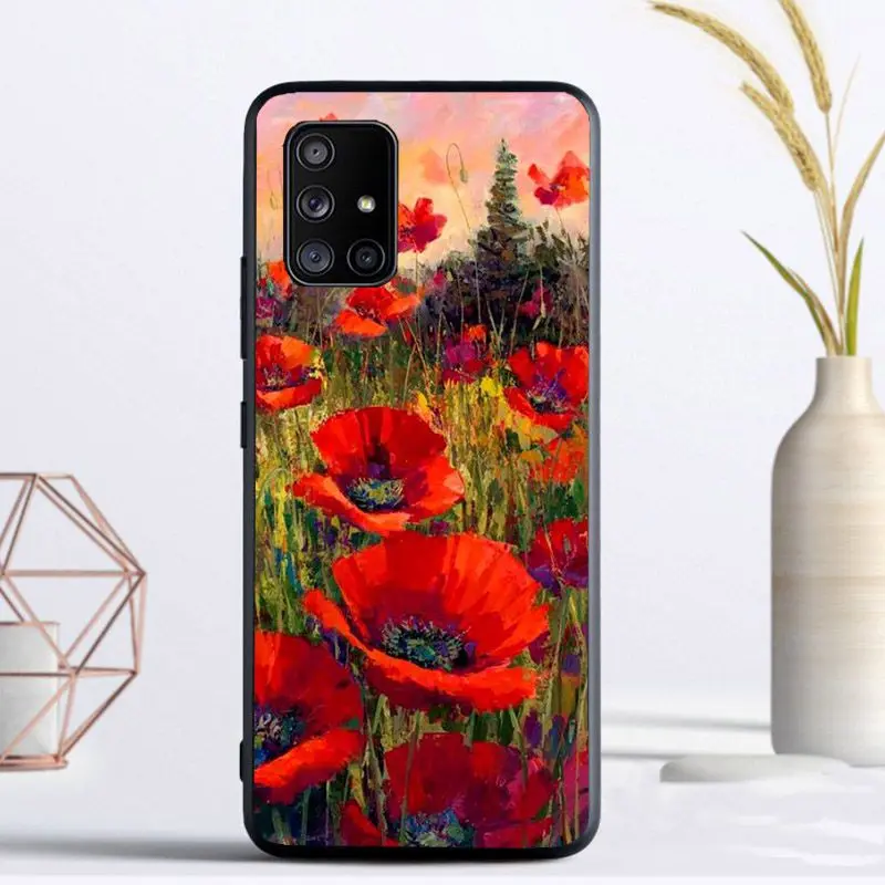 Red Poppies flowers Phone Cover For Samsung Galaxy A24 A52S A73 A14 A23 A21S A13 A53 A32 A22 A34 A41 A42 A33 A20E A40 A51 Cases