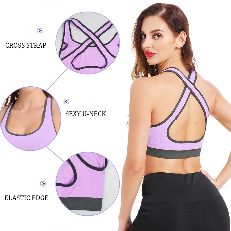 SEXYWG Yoga Reggiseno Delle Donne di Sport Top Sexy Cross Back Shockpoof Corsa E Jogging Camicia Palestra Atletica Maglia di Active Wear Ragazza