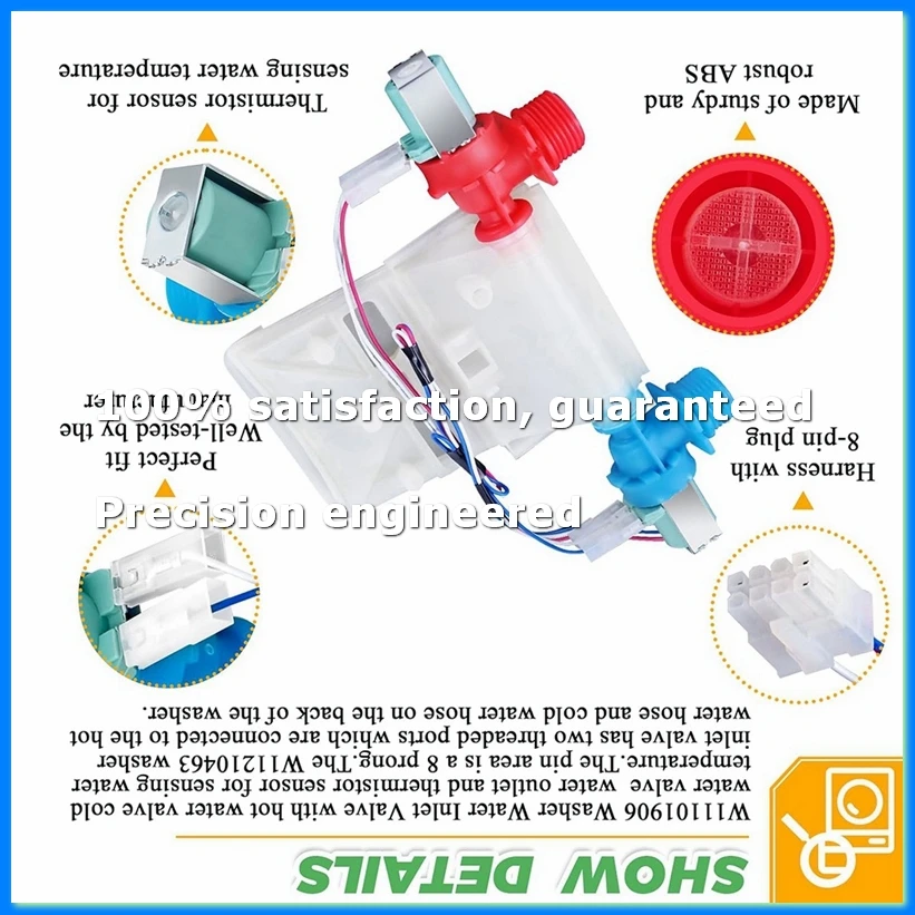 W11101906 W11210463 Washer Water Inlet Valve for Washing Machine Replaces W10869803-DTB1