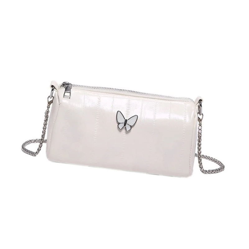 Bolso cruzado con correa cadena para mujer, bolso hombro cuero PU, bolso mensajero informal, bolso mariposa,