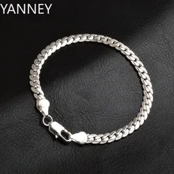 Nice 925 Sterling Silver 6mm Side Chain Bracelets Necklace For Woman Men Fashion Wedding Engagement Jewelry Gift