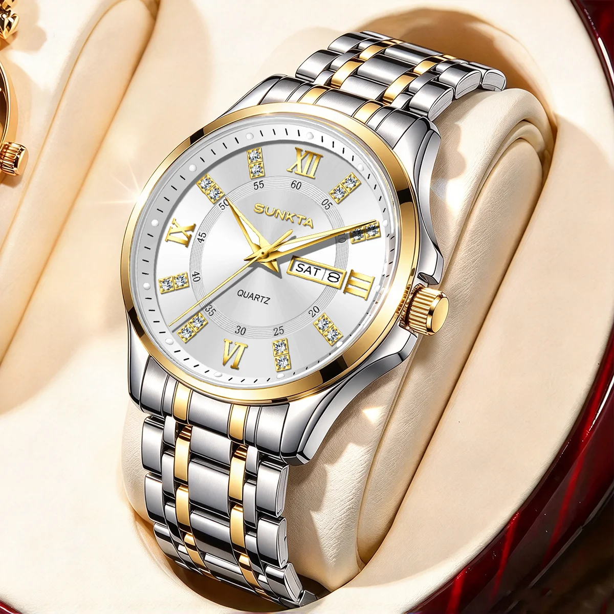 SUNKTA 2026 Luxury Men Watches Fashion Quartz Wristwatches Waterproof Luminous Stainless Steel Watches for Men Halloween Gifts