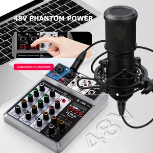 Bomge Professional Audio Mixer aus 4 Kanälen, Schallplatten, Mischkonsole, Digital, USB, Bluetooth, Eco -Verzögerungseffekt, 48 -V -Phantomeingang 8 Hauptverkauf Digitalkonsolen Mix Professional - №4