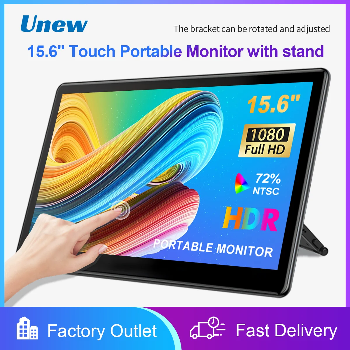 15.6 inch Touch Portable Monitor FHD 1920x1080 Second Screen Display HDMI USB Type C for PS 4/5 Xbox Switch PC Laptop with Stand