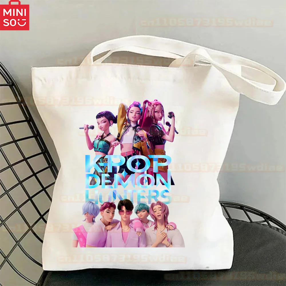 KPop Demon Hunters Rumi Mira Zoey Saja Boys Anime Cosplay Handbags Students Printed Canvas Bags Halloween Costume Accessory Gift
