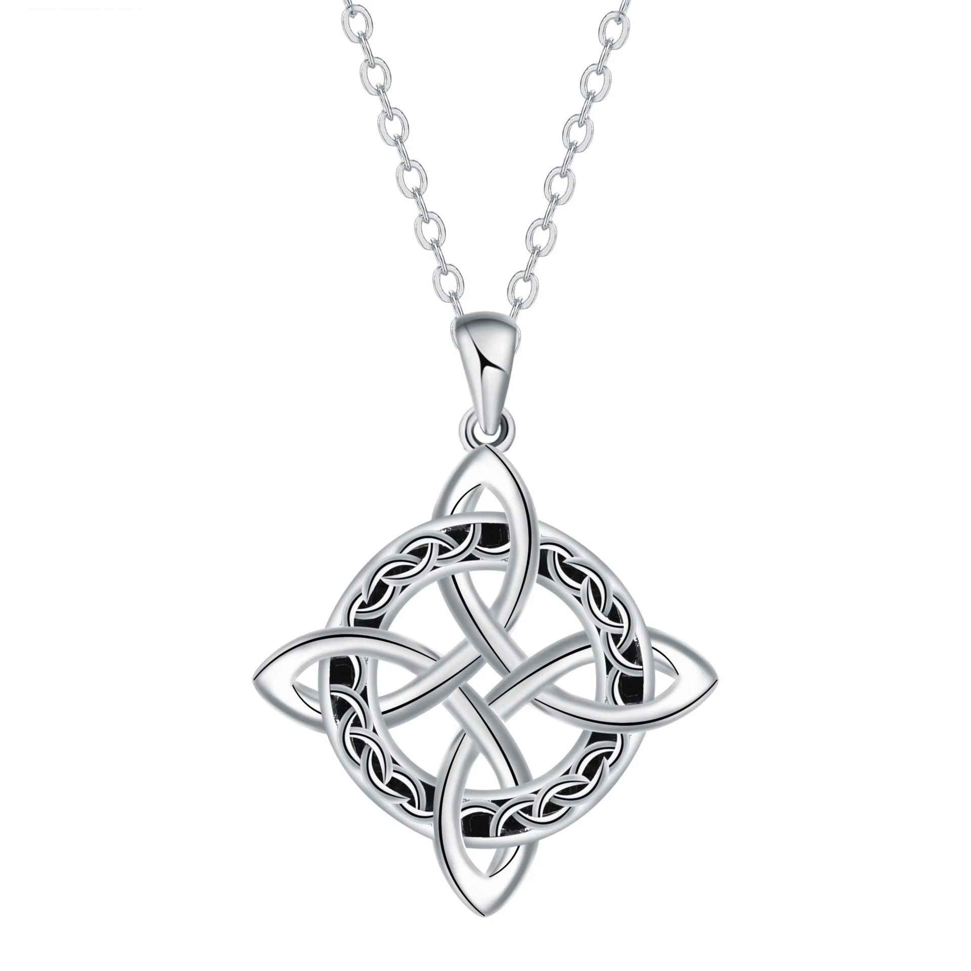 

AETEEY Unisex Celtic Knot Necklace Ethnic Hollow Pendant Stainless Steel Chain High-End Jewelry
