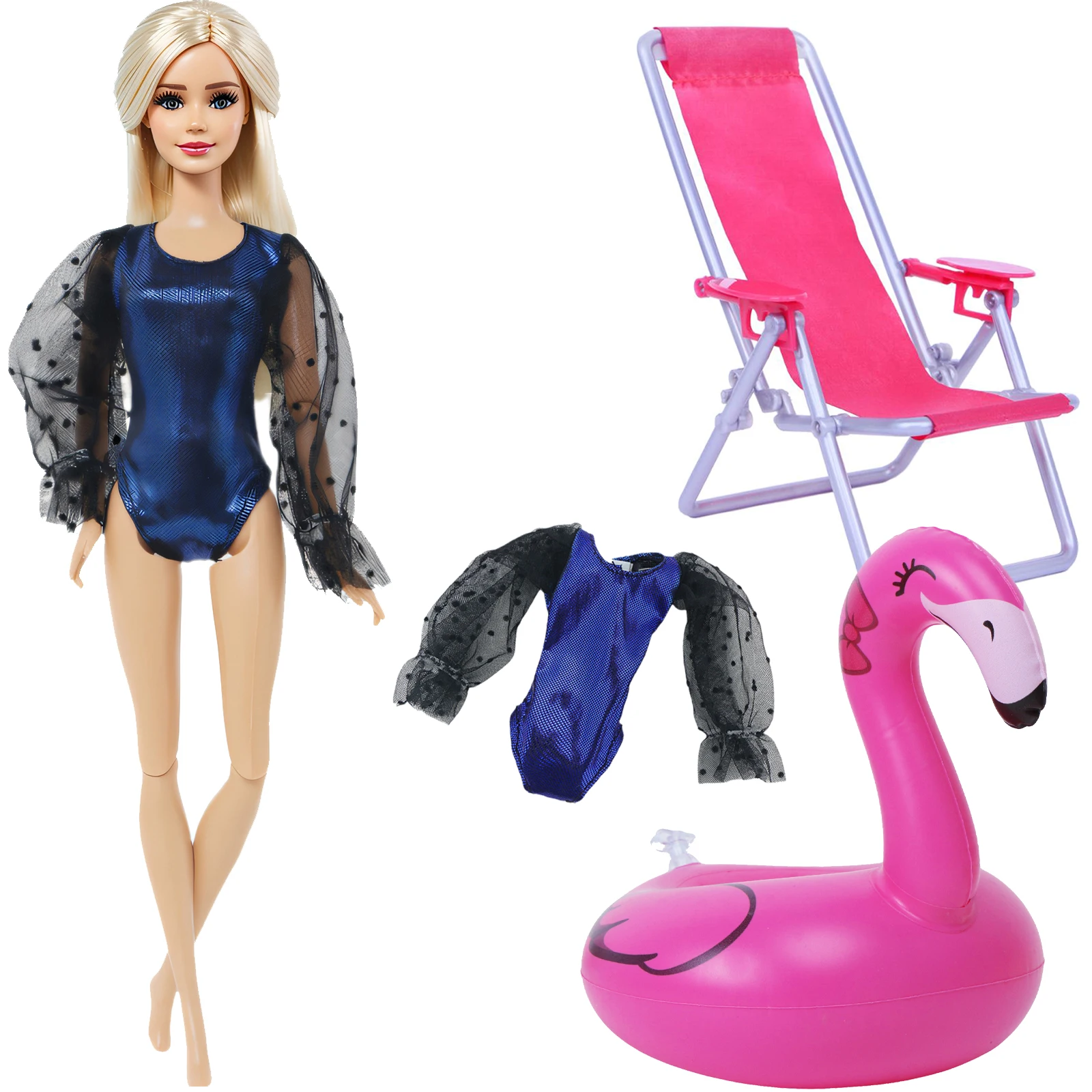 Yuqilin Conjunto De Baño Para Muñecas De 40-45 Cm Con Bañador Rosa, Gafas De Sol Con Forma De Flor Y Accesorios De Verano, Ropa De Muñeca Fácil De Poner, Regalo Ideal Para Niñas