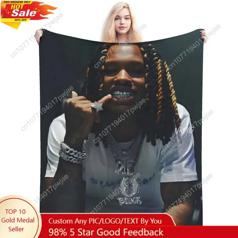

King Von Inspired Soft Flannel Fleece Throw Blanket - Cozy, Warm, and Stylish with Music Design Elements Custom blankets