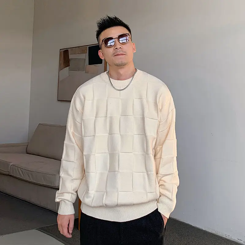 

2022 New Arrivals Men Sweaters Solid Color Round Neck Casual Loose Long Sleeve Keep Warm Male for Men Clothes Outer Wear L71