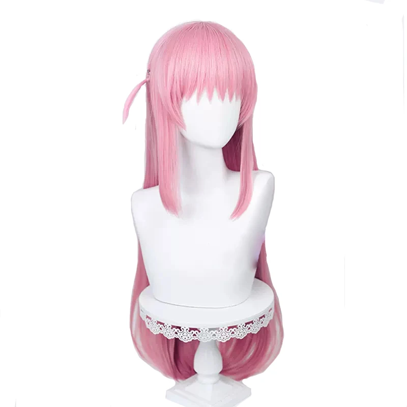 L-email Wig Synthetic Hair Anime Bocchi The Rock! Cosplay Gotou Hitori Cosplay Wig Split Braids 80cm Pink Heat Resistant Wigs