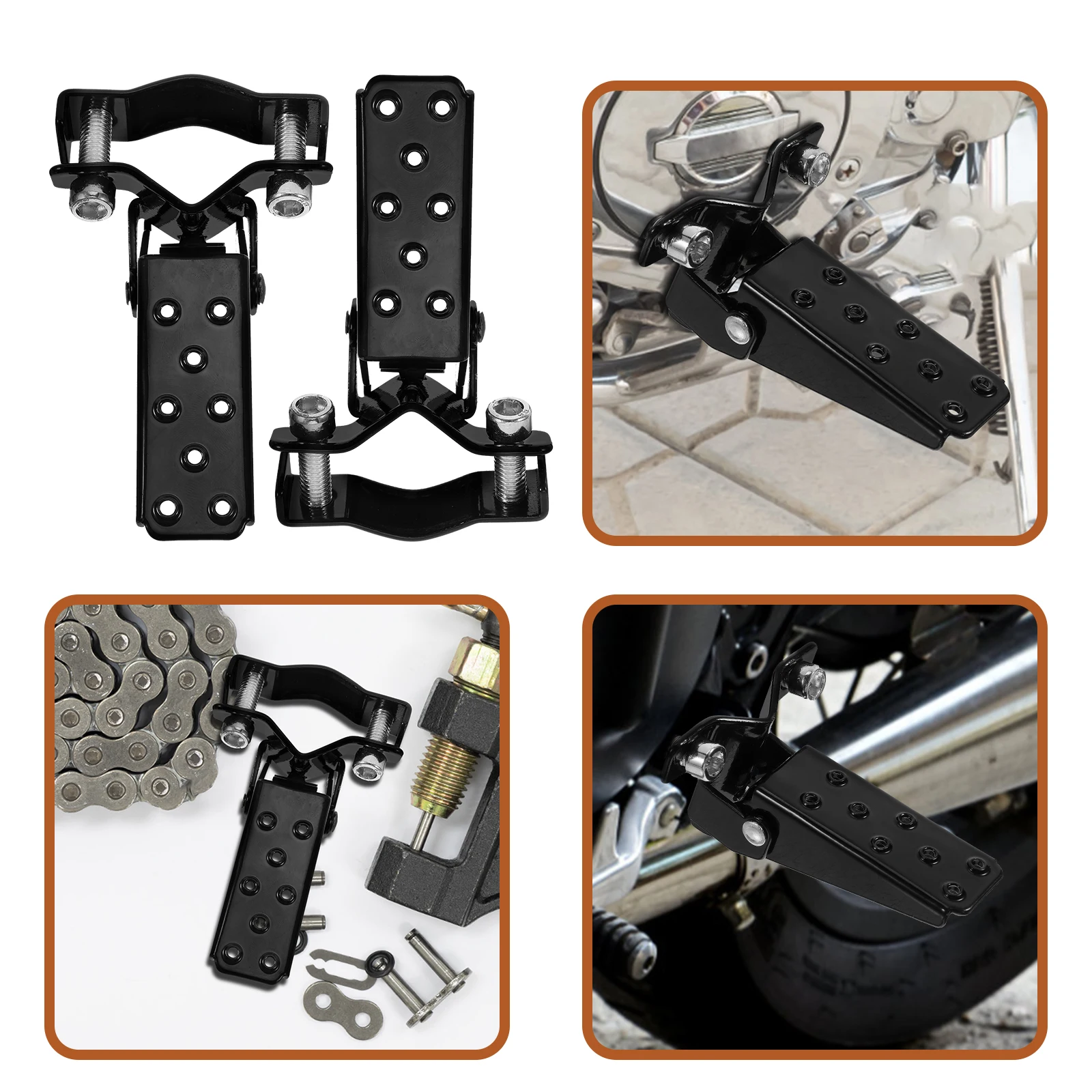 

2Pcs Red Retro Folding Motorcycle Footrest Pegs For Rear Set Anti Slip Shockproof Accessory
